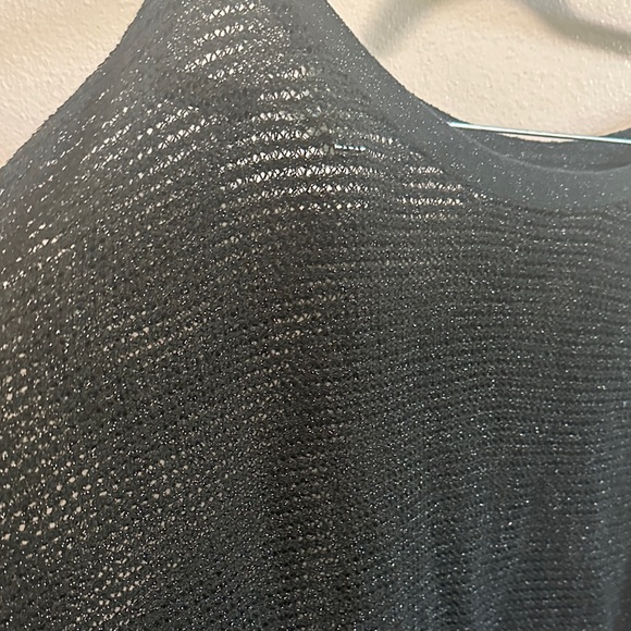 Black Sparkly Knit Short Sleeve Top - Picture 4 of 11